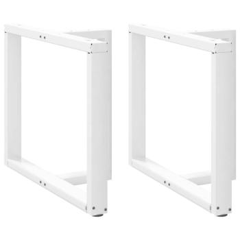 ARDEBO.de - Esstischbeine T-Form 2 Stk. Weiß 100x35x(72-73) cm Stahl