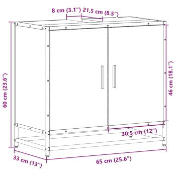 Waschbeckenunterschrank Grau Sonoma 65x33x60 cm Holzwerkstoff