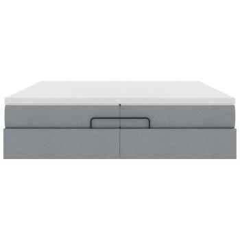 Ottoman-Bett mit Matratzen Hellgrau 200x200 cm Stoff