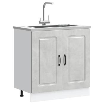 ARDEBO.de - Spülenunterschrank Kalmar Betongrau 80x46x81,5 cm Holzwerkstoff