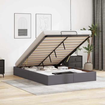 ARDEBO.de - Ottoman-Bett ohne Matratze Grau 140x190 cm Kunstleder