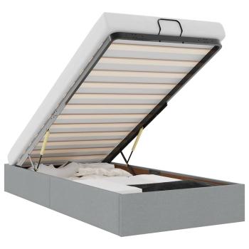 ARDEBO.de - Ottoman-Bett ohne Matratze Hellgrau 100x200 cm Stoff