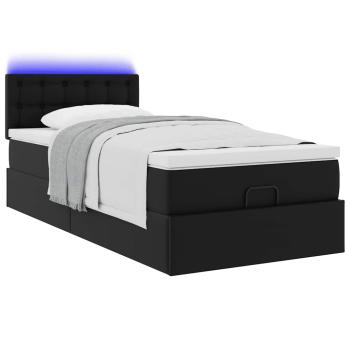 Ottoman-Bett mit Matratze Schwarz 100x200 cm Kunstleder