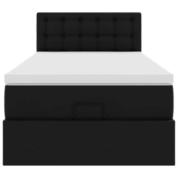 Ottoman-Bett mit Matratze Schwarz 100x200 cm Kunstleder