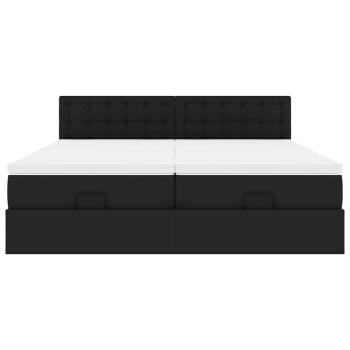 Ottoman-Bett mit Matratzen Schwarz 180x200 cm Kunstleder
