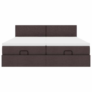 Ottoman-Bett mit Matratzen Dunkelbraun 200x200 cm Stoff
