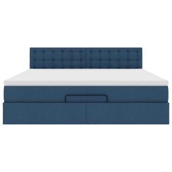 Ottoman-Bett mit Matratze Blau 180x200 cm Stoff