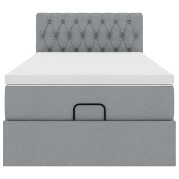 Ottoman-Bett mit Matratze Hellgrau 90x200 cm Stoff