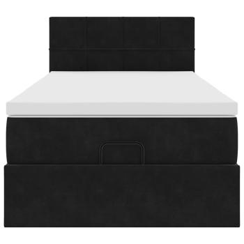 Ottoman-Bett mit Matratze Schwarz 100x200 cm Samt