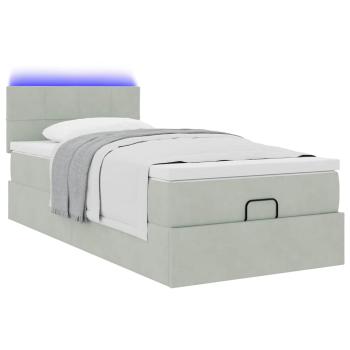 Ottoman-Bett mit Matratze Hellgrau 90x200 cm Samt