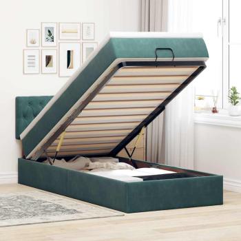 ARDEBO.de - Ottoman-Bett mit Matratze Dunkelgrün 90x190 cm Samt