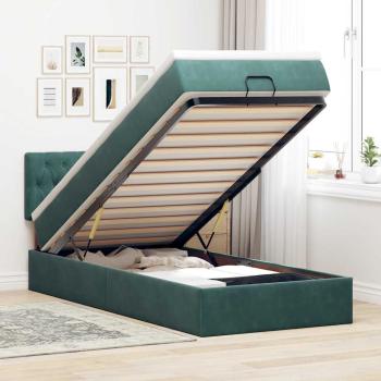 ARDEBO.de - Ottoman-Bett mit Matratze Dunkelgrün 80x200 cm Samt