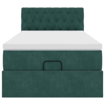 Ottoman-Bett mit Matratze Dunkelgrün 80x200 cm Samt