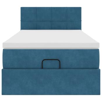 Ottoman-Bett mit Matratze Dunkelblau 100x200 cm Samt