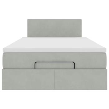 Ottoman-Bett mit Matratze Hellgrau 120x200 cm Samt