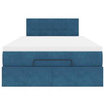 Ottoman-Bett mit Matratze Dunkelblau 120x190 cm Samt