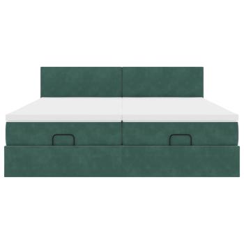 Ottoman-Bett mit Matratzen Dunkelgrün 200x200 cm Samt
