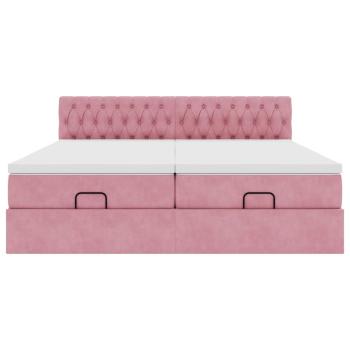 Ottoman-Bett mit Matratzen Rosa 160x200 cm Samt