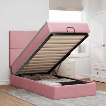 ARDEBO.de - Ottoman-Bett mit Matratzen Rosa 90x190 cm Samt