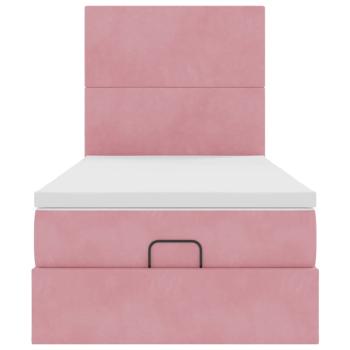 Ottoman-Bett mit Matratzen Rosa 90x190 cm Samt