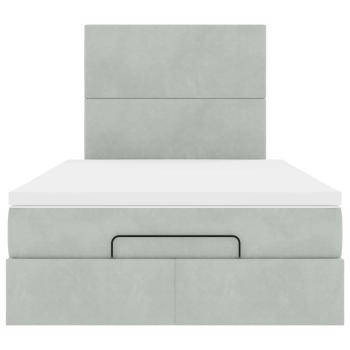 Ottoman-Bett mit Matratzen Hellgrau 120x190 cm Samt