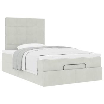ARDEBO.de - Ottoman-Bett mit Matratzen Hellgrau 120x190 cm Samt