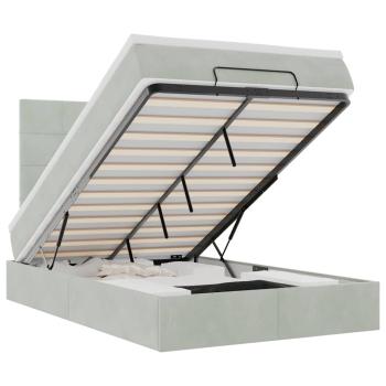 Ottoman-Bett mit Matratzen Hellgrau 120x190 cm Samt