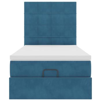 Ottoman-Bett mit Matratzen Dunkelblau 100x200 cm Samt