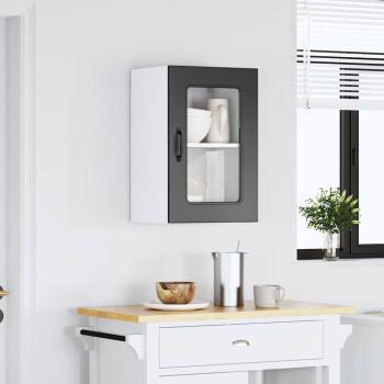 Küchen-Hängeschrank mit Glastür Kalmar Schwarz Holzwerkstoff