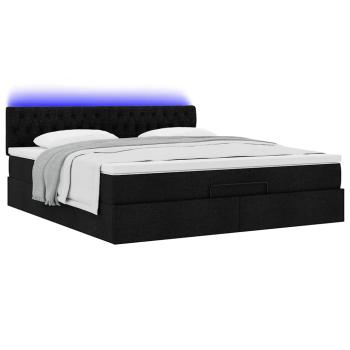 Ottoman-Bett mit Matratze Schwarz 180x200 cm Stoff
