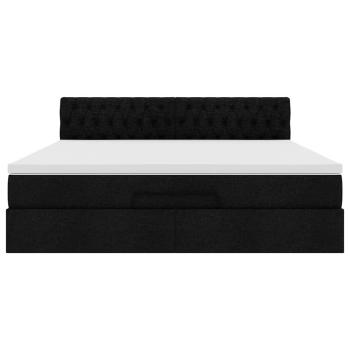 Ottoman-Bett mit Matratze Schwarz 180x200 cm Stoff