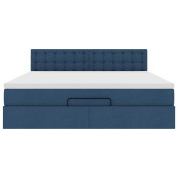 Ottoman-Bett mit Matratze Blau 160x200 cm Stoff