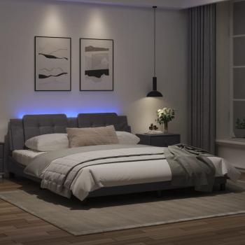 Bettgestell mit LED Grau 180x200 cm Kunstleder