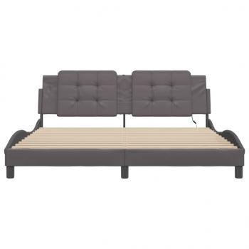 Bettgestell mit LED Grau 180x200 cm Kunstleder