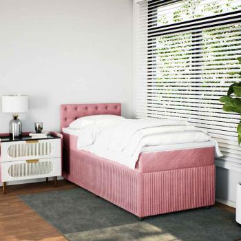 Boxspringbett mit Matratze Rosa 90x200 cm Samt