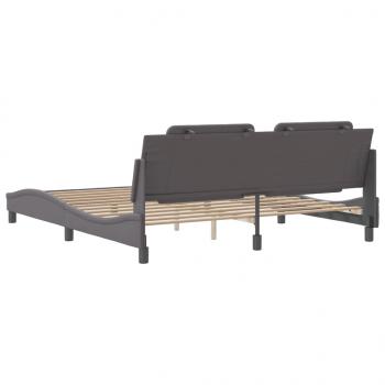 Bettgestell mit Kopfteil Grau 180x200 cm Kunstleder