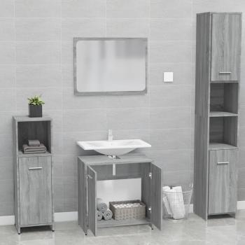 Badmöbel-Set Grau Sonoma Holzwerkstoff