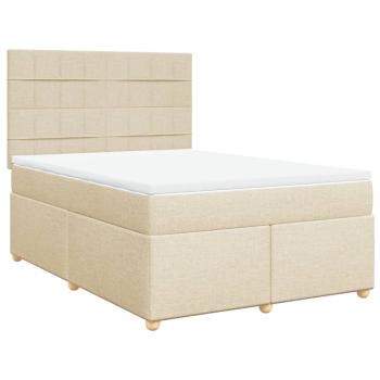 ARDEBO.de - Boxspringbett mit Matratze Creme 160x200 cm Stoff