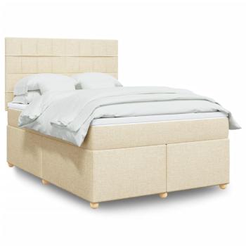 ARDEBO.de - Boxspringbett mit Matratze Creme 160x200 cm Stoff