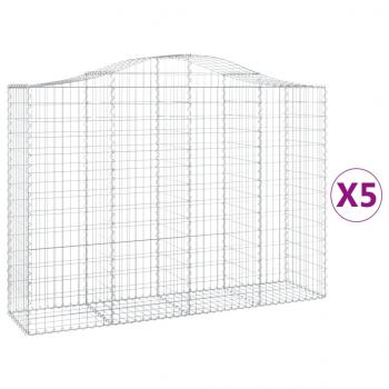 Gabionen mit Hochbogen 5 Stk. 200x50x140/160cm Verzinktes Eisen