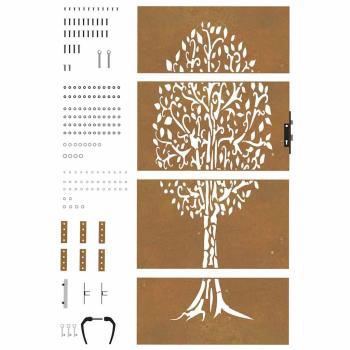 Gartentor 85x175 cm Cortenstahl Baum-Design