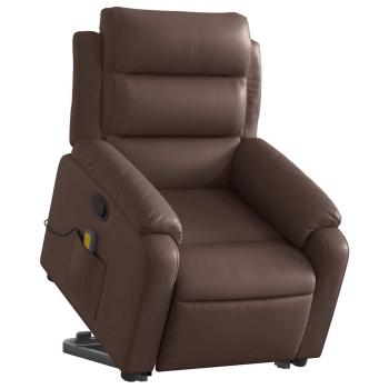 Massagesessel mit Aufstehhilfe Braun Kunstleder