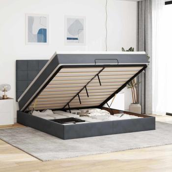 ARDEBO.de - Ottoman-Bett mit Matratzen Dunkelgrau 180x200 cm Samt