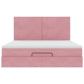 Ottoman-Bett mit Matratzen Rosa 180x200 cm Samt
