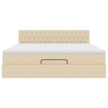 Ottoman-Bett mit Matratze Creme 160x200 cm Stoff