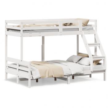 ARDEBO.de - Etagenbett 90x200/120x200 cm Weiß Massivholz Kiefer