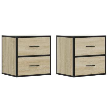 Wand-Nachttische 2 Stk. Sonoma-Eiche 40x31x39,5 cm