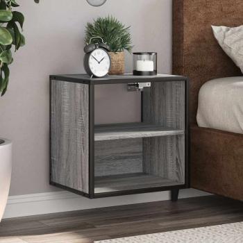 ARDEBO.de - Wand-Nachttisch Grau Sonoma 40x31x39,5 cm