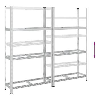 Reifenregale mit 3 Böden 2 Stk. Silbern 110x40x200 cm Stahl