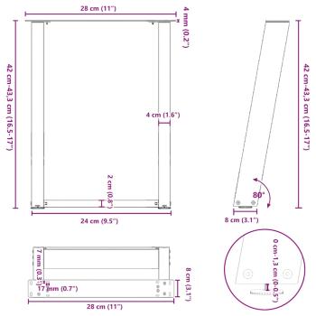 Couchtischbeine U-Form 2 Stk. Schwarz 28x(42-43) cm Stahl